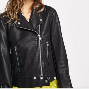 Topshop Faux Leather Moto Jacket
